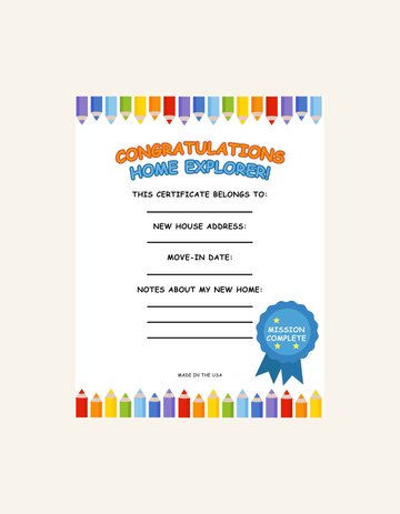 Digital Copy of Home Explorer Certificate