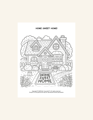 Digital Copy of Home Sweet Home Coloring Page